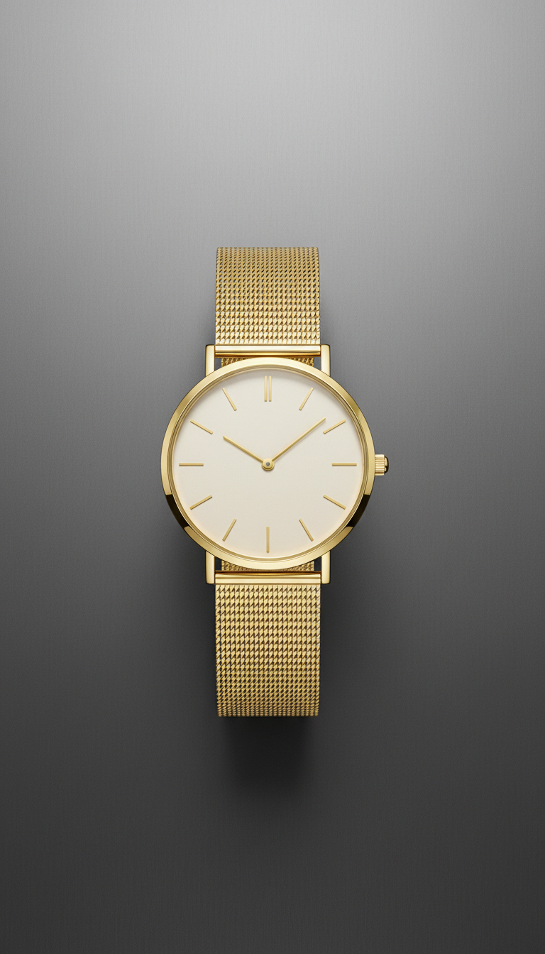 Minimalist Gold Mesh Band Watch