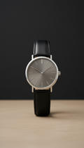 Black Leather Dress Watch