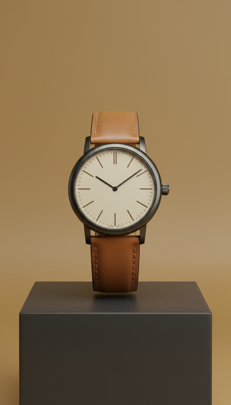 Italian Leather Strap Dress Watch